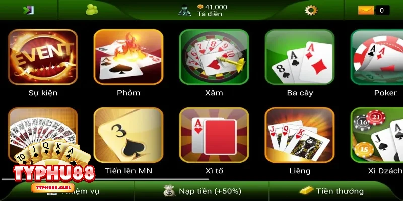 Những game bài hot được nhiều người chơi tại Typhu88 