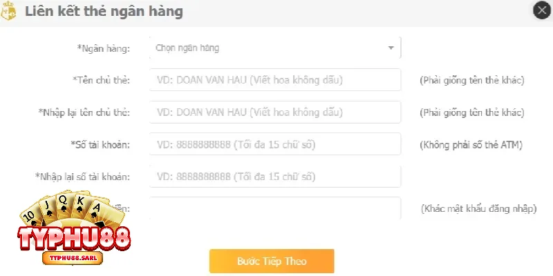 Nạp tiền dễ dàng với liên kết thẻ ngân hàng